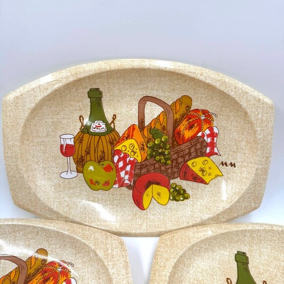 Vtg Retro Charcuterie Meat Cheese Oval Snack Serving Trays set of 4 Party - Picture 3 of 12